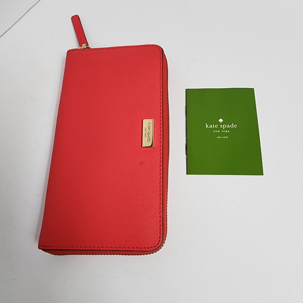 Kate Spade Vibrant Coral Zip-Around Wallet